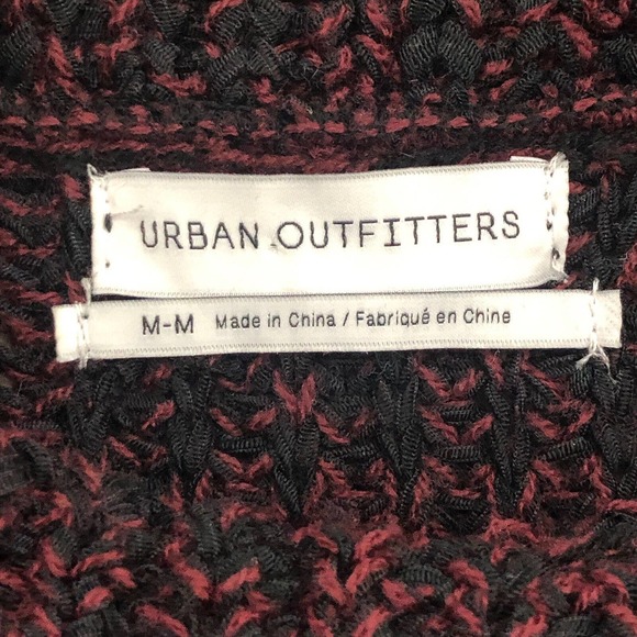 Urban Outfitters Sz M Sweater Dress Turtleneck Maroon Black Sleeveless Tunic C51 - Picture 4 of 6
